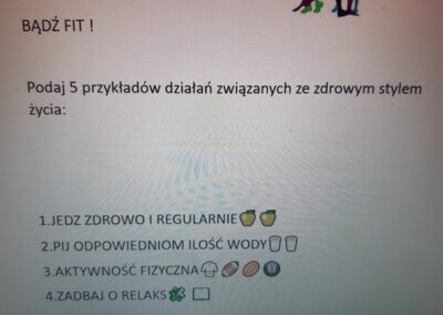 Bądź FIT! – zajęcia podsumowujące dotychczasowe działania klasy 4c i 2d w ramach międzyklasowego i międzyprzedmiotowego projektu HUMINE.