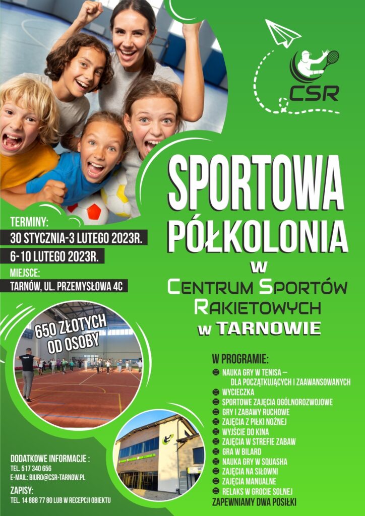 Plakat Sportowa półkolonia w ferie zimowe