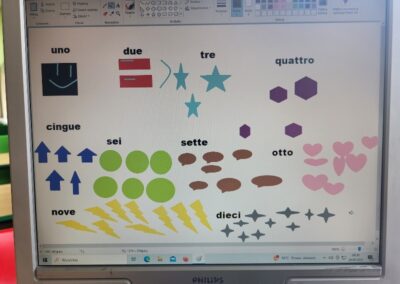 Włoskie liczebniki ilustrowane w programie Paint