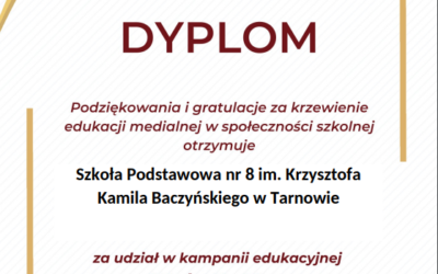 Dyplom za udział w kampanii edukacyjnej