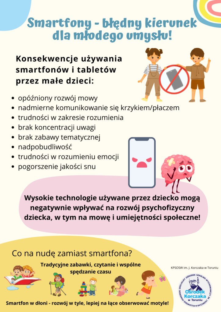 Konsekwencje używania smartfonów i tabletów przez dzieci - plakat